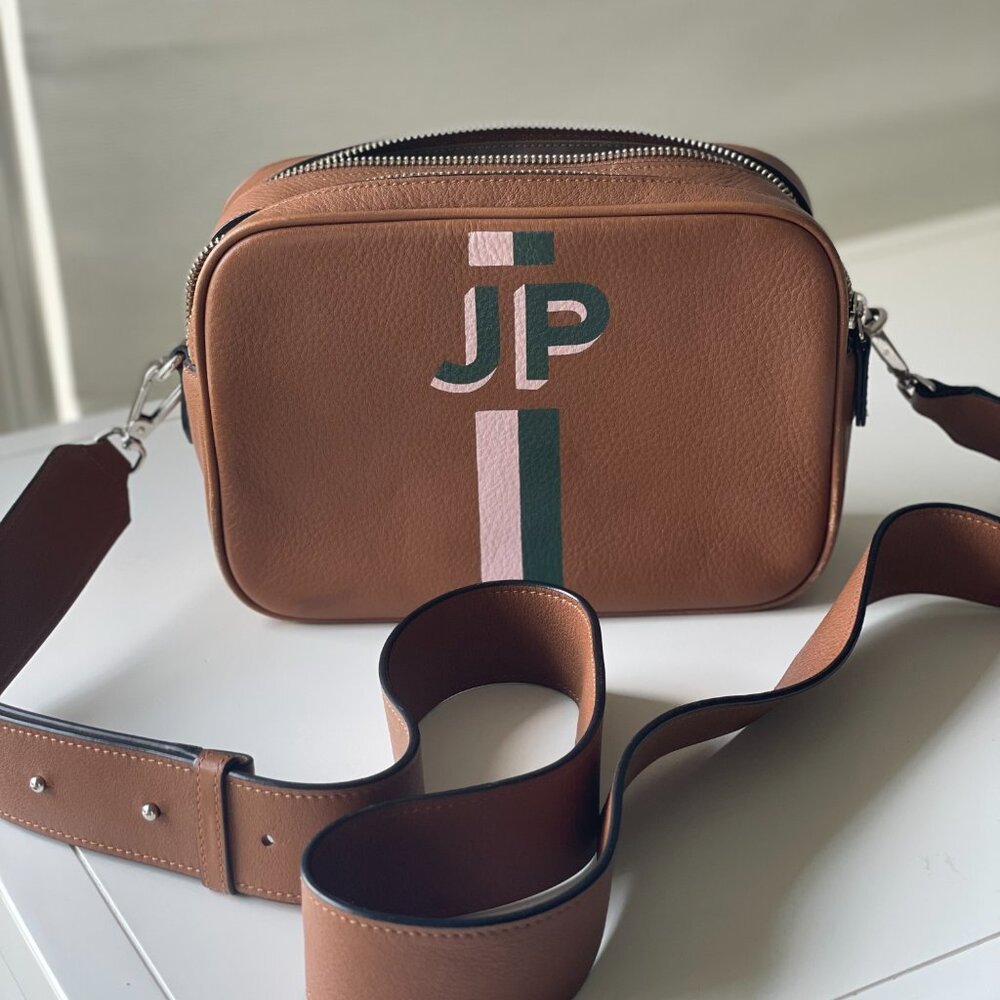 Leatherology Crossbody Bag, Tan/Monogrammed